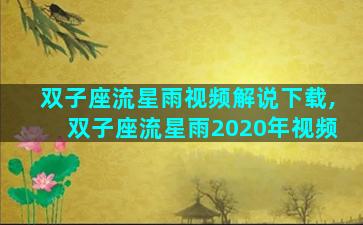 双子座流星雨视频解说下载,双子座流星雨2020年视频