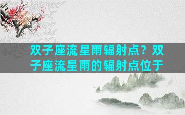 双子座流星雨辐射点？双子座流星雨的辐射点位于