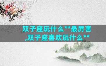 双子座玩什么**最厉害,双子座喜欢玩什么**