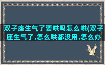 双子座生气了要哄吗怎么哄(双子座生气了,怎么哄都没用,怎么办)