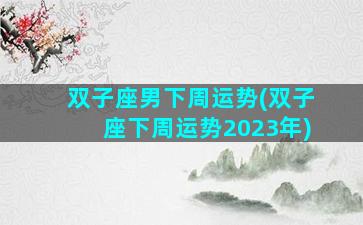 双子座男下周运势(双子座下周运势2023年)