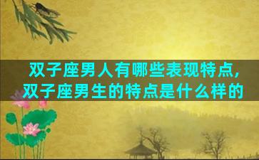 双子座男人有哪些表现特点,双子座男生的特点是什么样的