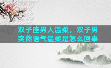 双子座男人温柔，双子男突然语气温柔是怎么回事