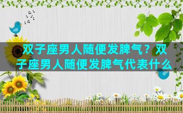 双子座男人随便发脾气？双子座男人随便发脾气代表什么