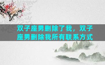 双子座男删除了我，双子座男删除我所有联系方式