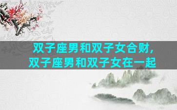双子座男和双子女合财,双子座男和双子女在一起