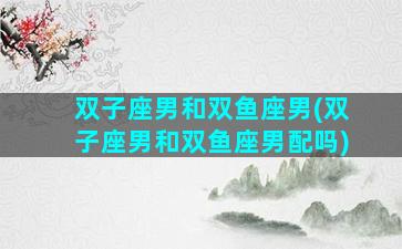 双子座男和双鱼座男(双子座男和双鱼座男配吗)