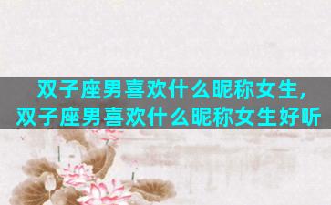 双子座男喜欢什么昵称女生,双子座男喜欢什么昵称女生好听