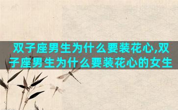 双子座男生为什么要装花心,双子座男生为什么要装花心的女生
