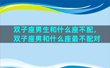 双子座男生和什么座不配，双子座男和什么座最不配对