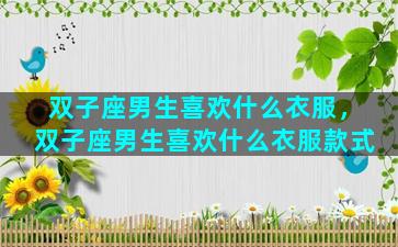 双子座男生喜欢什么衣服，双子座男生喜欢什么衣服款式