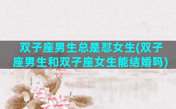 双子座男生总是怼女生(双子座男生和双子座女生能结婚吗)