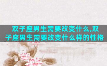 双子座男生需要改变什么,双子座男生需要改变什么样的性格