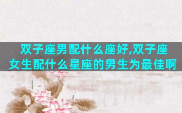 双子座男配什么座好,双子座女生配什么星座的男生为最佳啊