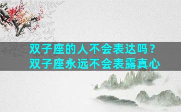 双子座的人不会表达吗？双子座永远不会表露真心