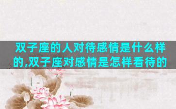 双子座的人对待感情是什么样的,双子座对感情是怎样看待的