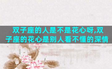 双子座的人是不是花心呀,双子座的花心是别人看不懂的深情