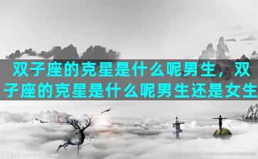 双子座的克星是什么呢男生，双子座的克星是什么呢男生还是女生