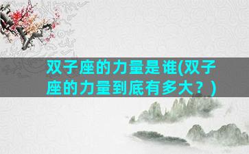 双子座的力量是谁(双子座的力量到底有多大？)