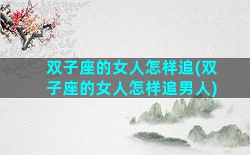 双子座的女人怎样追(双子座的女人怎样追男人)