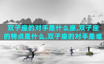 双子座的对手是什么座,双子座的特点是什么,双子座的对手是谁
