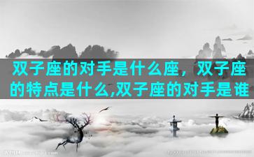 双子座的对手是什么座，双子座的特点是什么,双子座的对手是谁