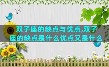 双子座的缺点与优点,双子座的缺点是什么优点又是什么