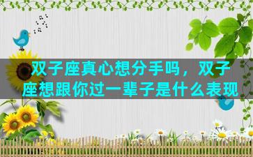 双子座真心想分手吗，双子座想跟你过一辈子是什么表现
