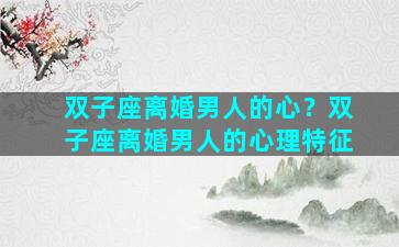 双子座离婚男人的心？双子座离婚男人的心理特征