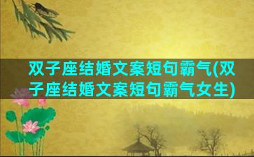 双子座结婚文案短句霸气(双子座结婚文案短句霸气女生)