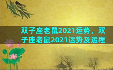 双子座老鼠2021运势，双子座老鼠2021运势及运程