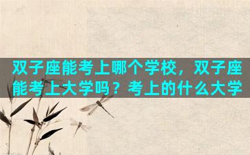 双子座能考上哪个学校，双子座能考上大学吗？考上的什么大学