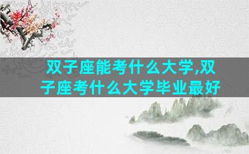 双子座能考什么大学,双子座考什么大学毕业最好