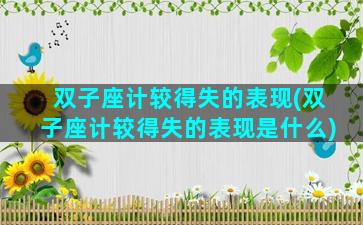 双子座计较得失的表现(双子座计较得失的表现是什么)