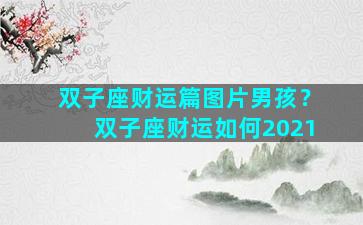 双子座财运篇图片男孩？双子座财运如何2021