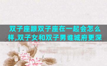 双子座跟双子座在一起会怎么样,双子女和双子男谁城府更深