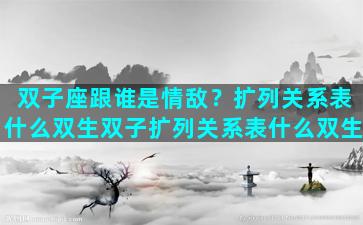 双子座跟谁是情敌？扩列关系表什么双生双子扩列关系表什么双生