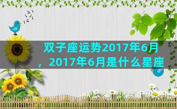 双子座运势2017年6月，2017年6月是什么星座
