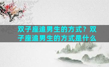 双子座追男生的方式？双子座追男生的方式是什么