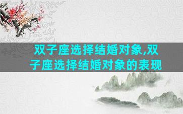 双子座选择结婚对象,双子座选择结婚对象的表现