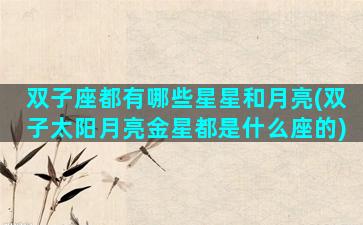 双子座都有哪些星星和月亮(双子太阳月亮金星都是什么座的)