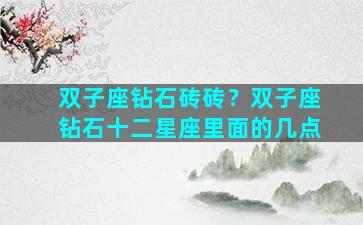 双子座钻石砖砖？双子座钻石十二星座里面的几点