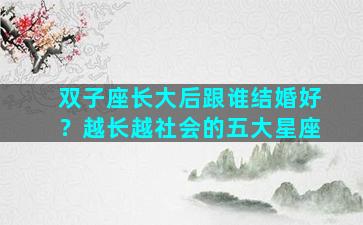 双子座长大后跟谁结婚好？越长越社会的五大星座