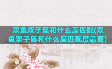 双鱼双子座和什么座匹配(双鱼双子座和什么座匹配度最高)