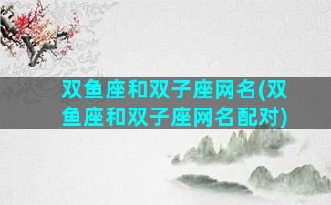 双鱼座和双子座网名(双鱼座和双子座网名配对)