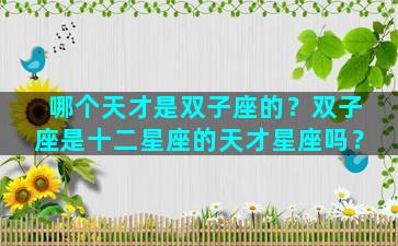 哪个天才是双子座的？双子座是十二星座的天才星座吗？