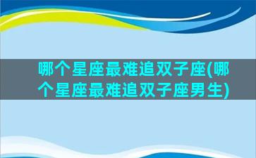 哪个星座最难追双子座(哪个星座最难追双子座男生)