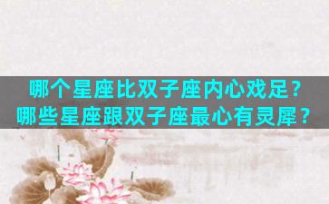 哪个星座比双子座内心戏足？哪些星座跟双子座最心有灵犀？