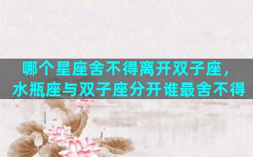 哪个星座舍不得离开双子座，水瓶座与双子座分开谁最舍不得