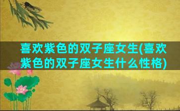 喜欢紫色的双子座女生(喜欢紫色的双子座女生什么性格)